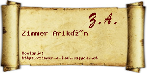 Zimmer Arikán névjegykártya